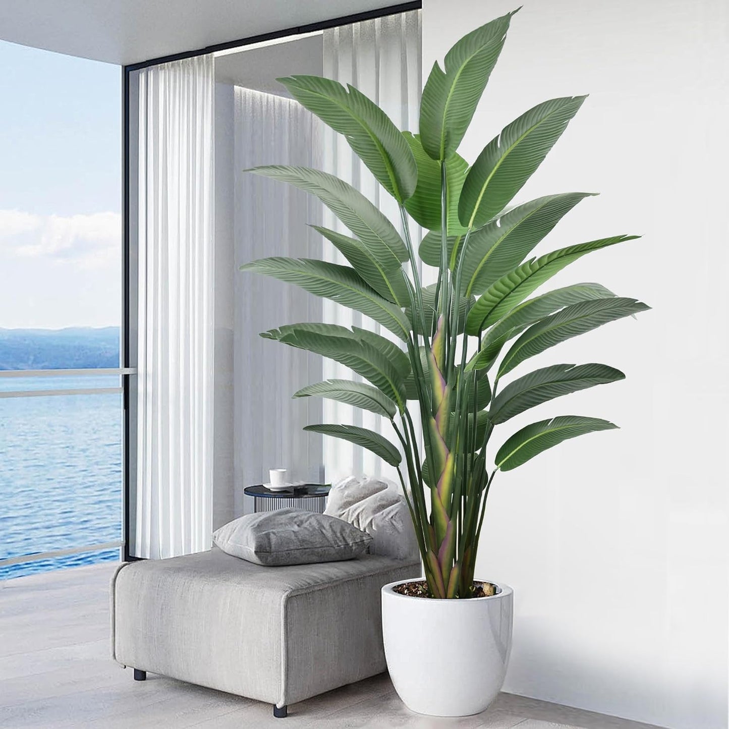 9FT Artificial Bird of Paradise Tree(108in) Tall Faux Plant with Large Trunks and Realistic 25 Leaves, Fake Tropical Floor Potted Artificial Plants for Home Office Indoor Decor (9feet,1Pack)