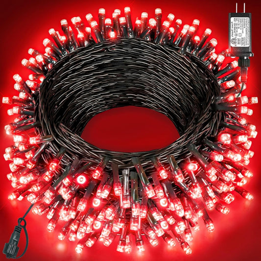 80FT 240 LED Christmas Lights, Connectable Christmas Tree Lights for Outdoor/Indoor, Waterproof & 8 Modes & Timer, Green Wire String Light for Home Garden Xmas Party Holiday Decorations, Red