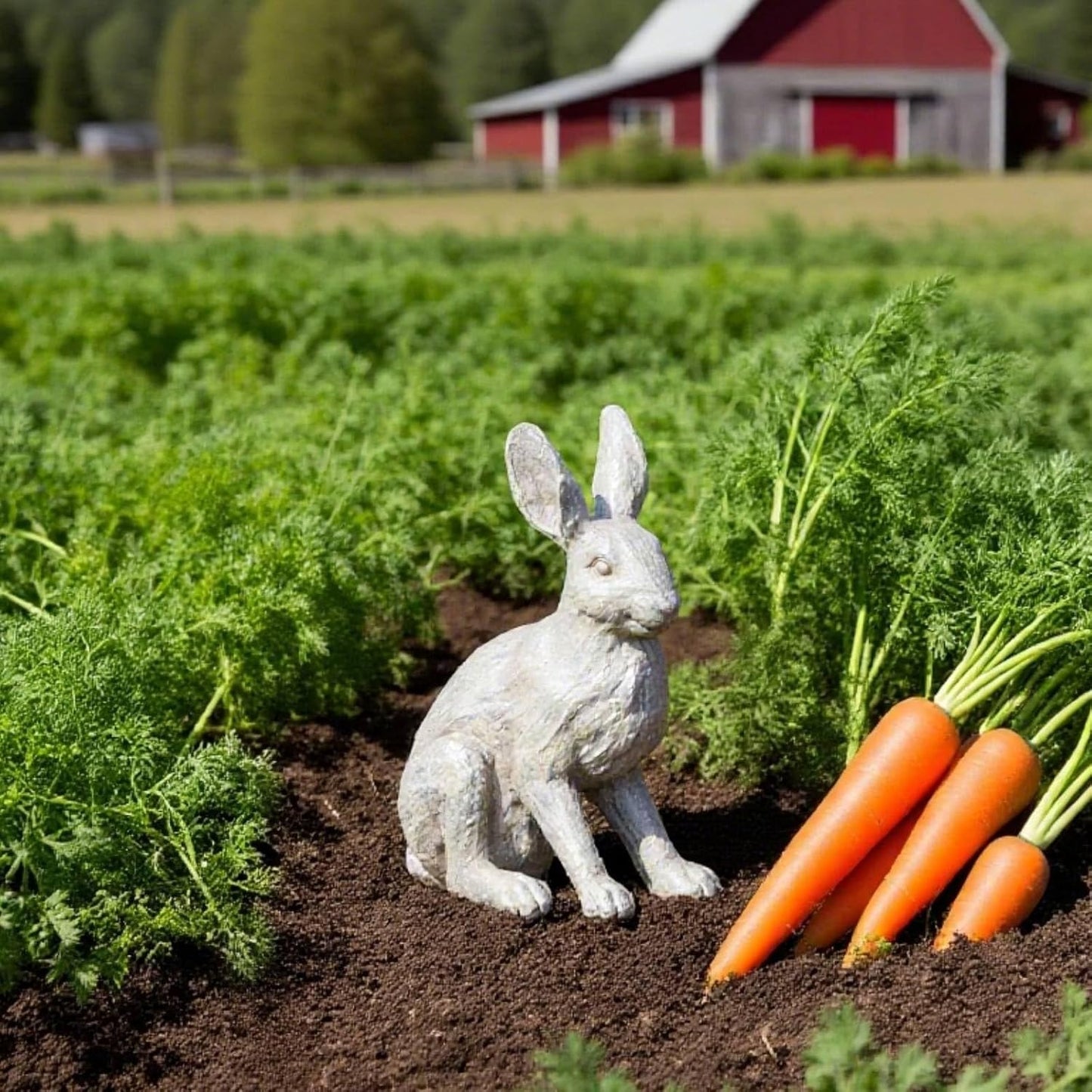 DiliComing Grey Resin Rabbit Garden Statue - Large Garden Statues for Home Yard Decor Garden Statues for Outside Balcony Bunny Decor for Garden Gifts 9 × 5 × 12 Inch