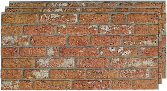IZODEKOR 3D Wall Panels Brick Effect - Cladding, Stone Look, Styrofoam Facing for Living Room, Kitchen, Bathroom, Balcony, Bedroom and Back of Counter | Vintage Dream (3 Piece Panel) | Covers 16 sq ft