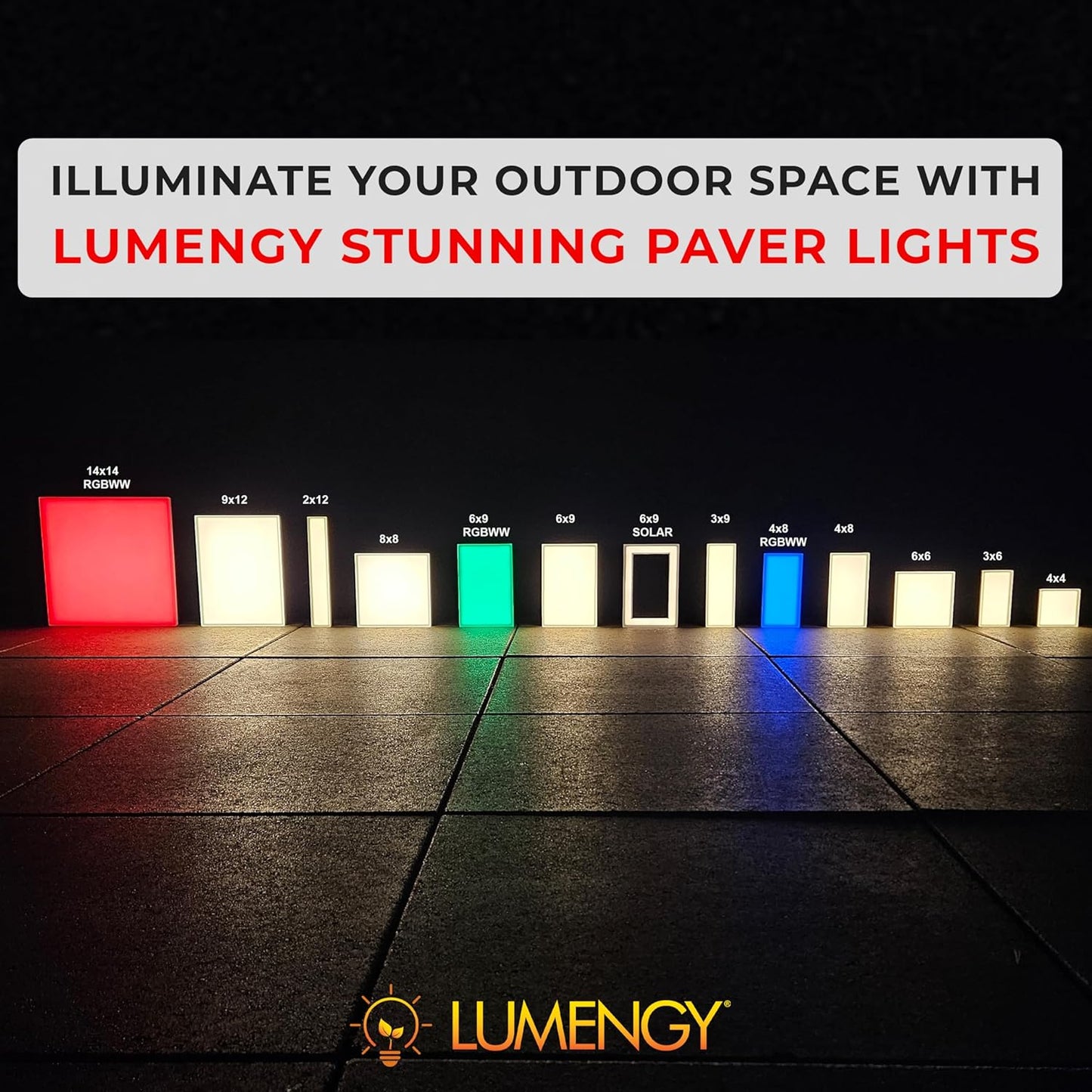 LUMENGY Paver Light 6X12 Inch (5.9 X 11.81 inch), Warm White 2700K Glare-Free Illumination for Driveways, Pathways, Pool Deck & Patios,12V AC/DC, Waterproof & Drive-Over Rated