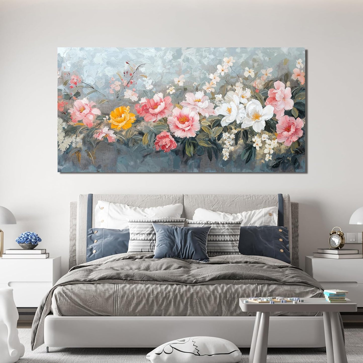 Canvas Wall Art Decor Colorful Flower Oversized Wall Art Decor Modern Large Wall Decorations For Living Room Artwork For Walls Botanical Wall Decor prints Paintings Bedroom Office Decor 29"X58"