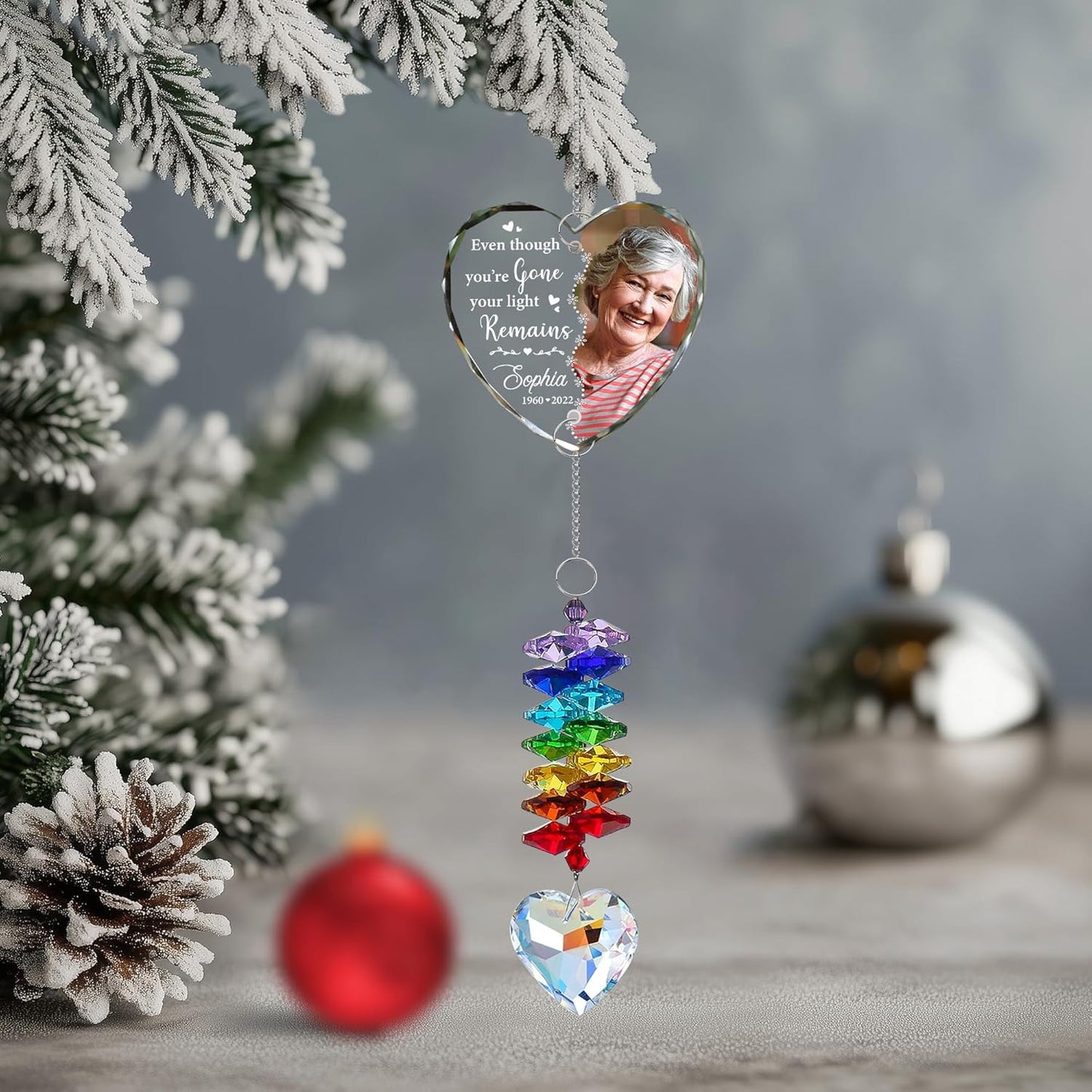 2025 Personalized Memorial Acrylic Ornament – Christmas-Birthday-Anniversary Keepsake for Loss of Loved One – Custom Photo Name Year – in Loving Memory Heart Decoration (Memorial001)