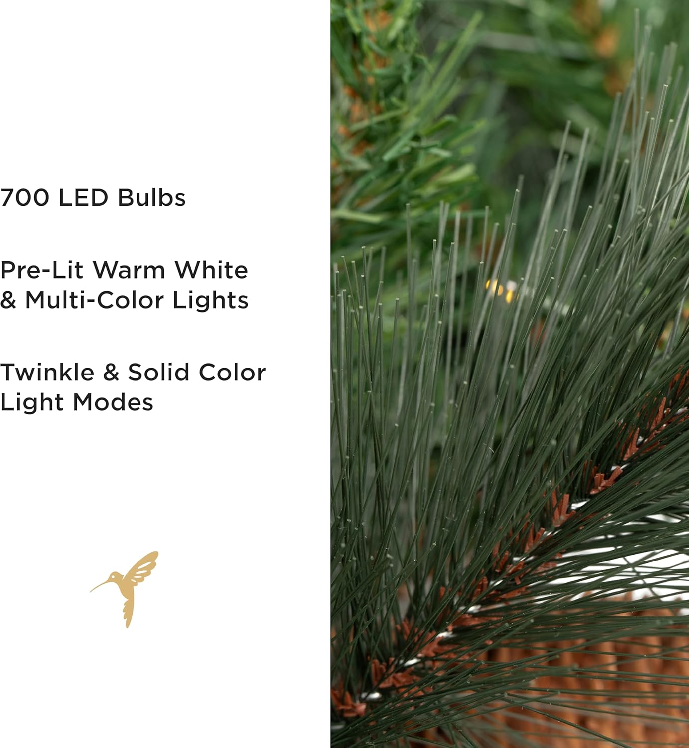 Papyrus 7 ft Pre-Lit Artificial Christmas Tree, Carolina Pine, Pine Cones, Warm White Lights, Includes Stand and Storage Bag