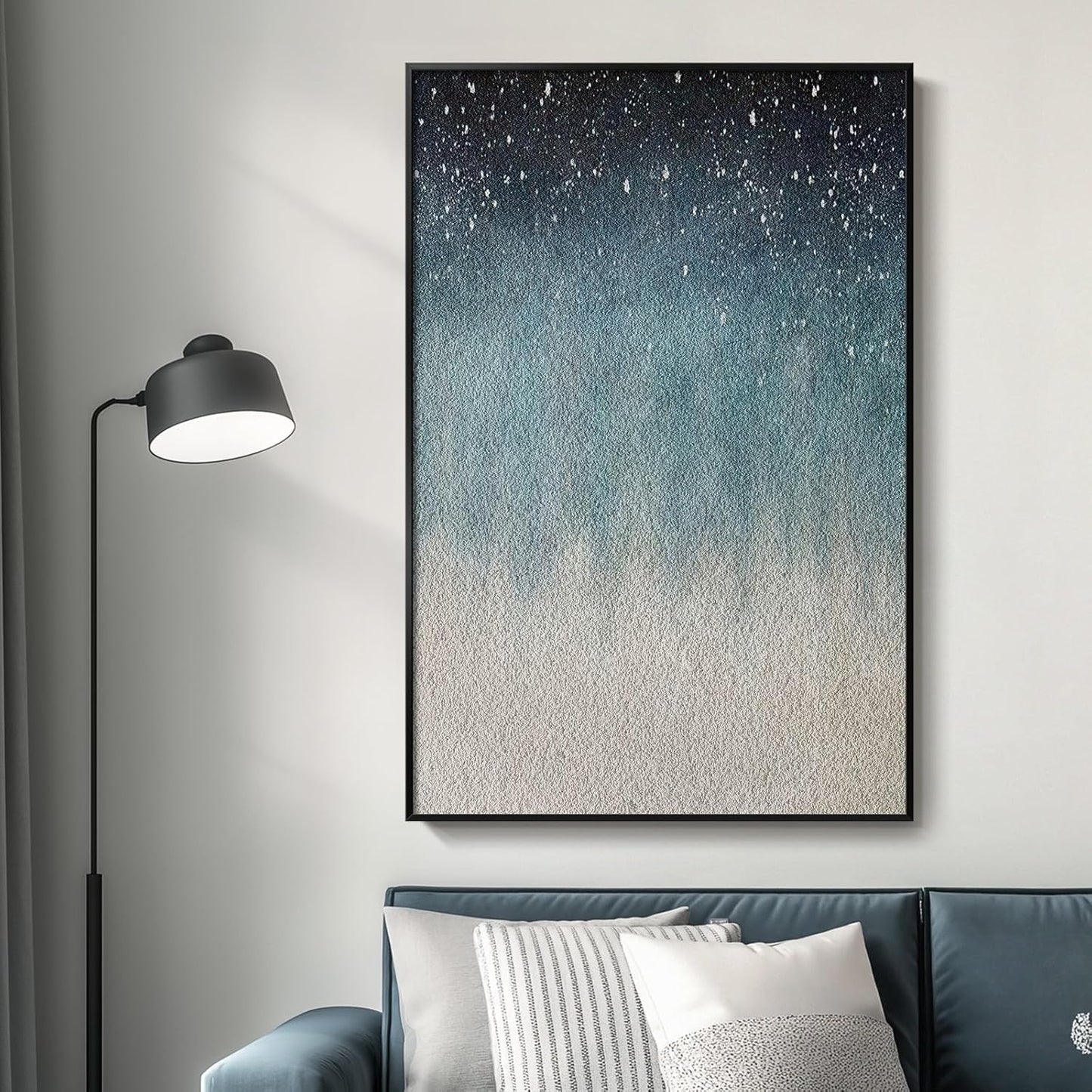 VAN GOGH ART Framed Blue Abstract Starry Night Art Print, 24x36 Inch, Modern Wall Art for Living Room, Bedroom, Office