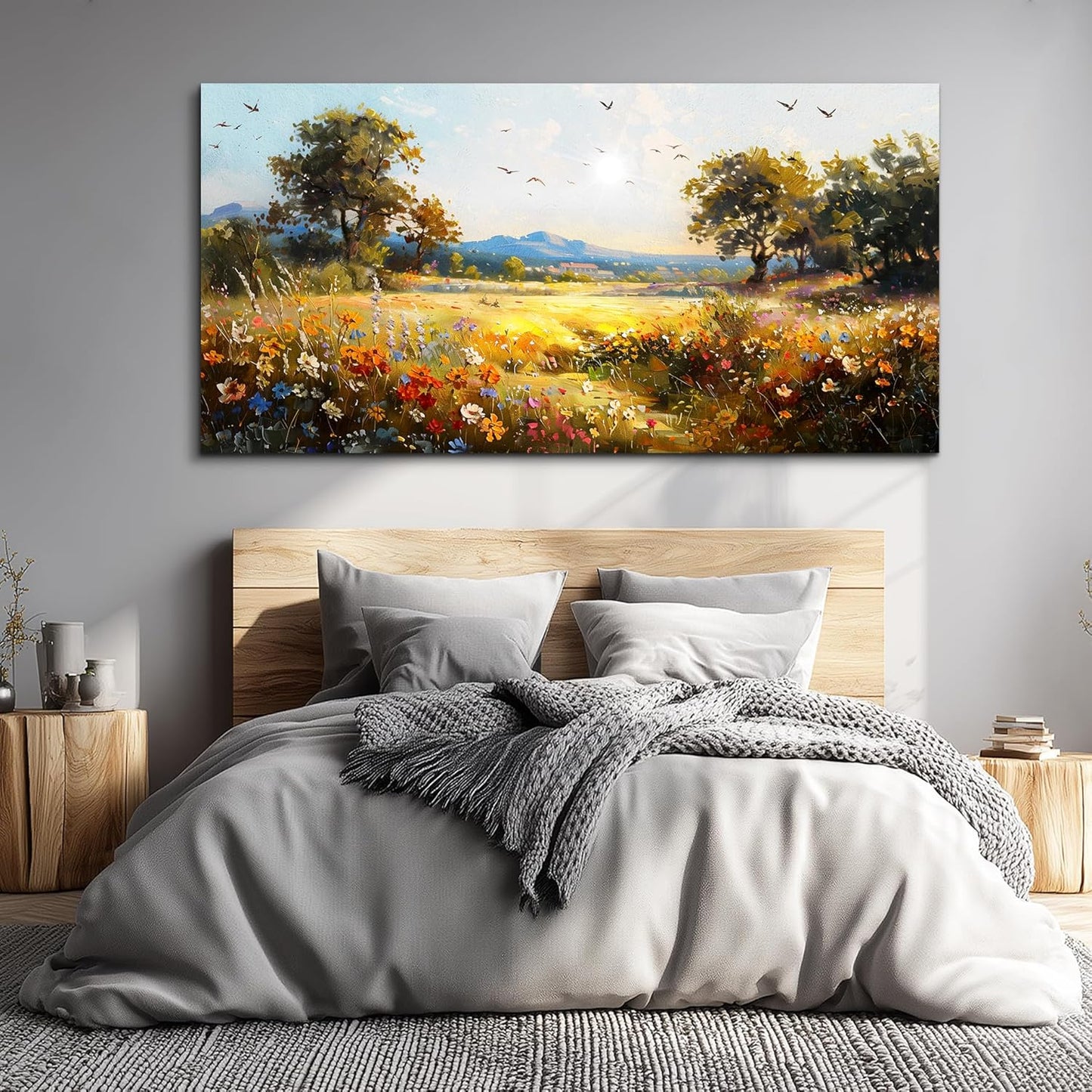 Large Wall Decor for Living Room Canvas Wall Art for Office Wall Decorations for Bedroom Rural Pastoral Painting Artwork Room Home Decor 24x48 in