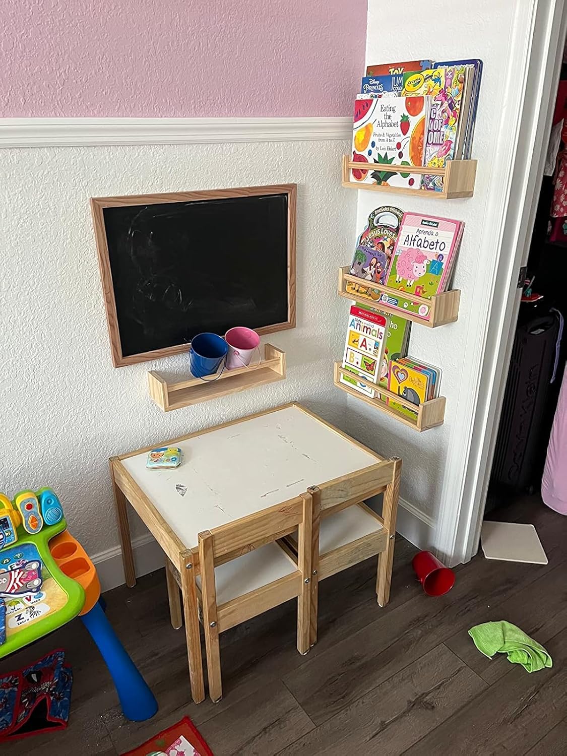 Gneric Floating Shelves for Wall, Burlywood Nursery Book Shelves, 15.7 inch Kids Bookshelf, Wall Shelves for Living Room Bedroom Decor,Kitchen Spice Rack,Bathroom Storage Rack(4 Pack)