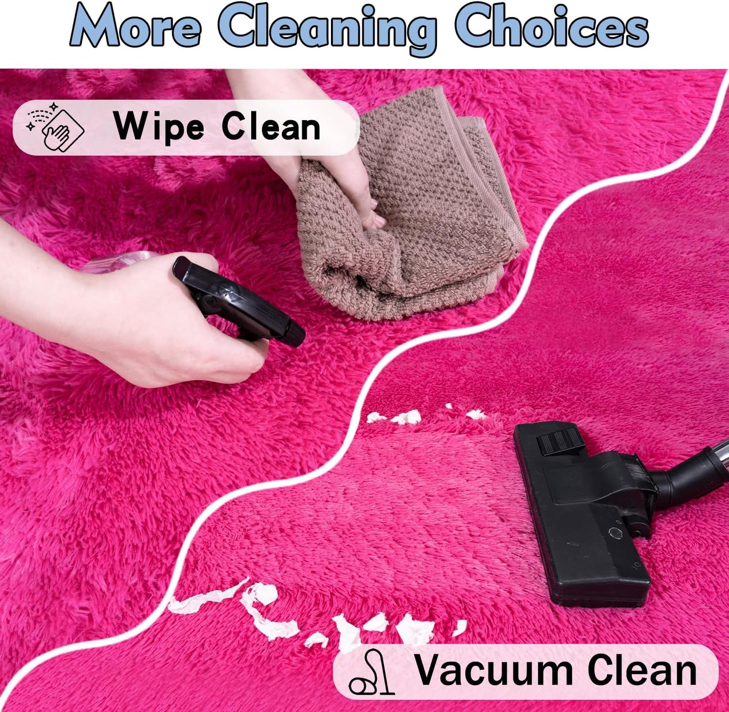 Rezutan Ultra Soft Fluffy Hot Pink Rugs,2x6 Feet Fluffy Shag Area Rugs for Living Room, Comfy Furry Rug for Girls Kids Baby Room Decor, Non Slip Nursery Modern Indoor Fuzzy Floor Bedside Carpet