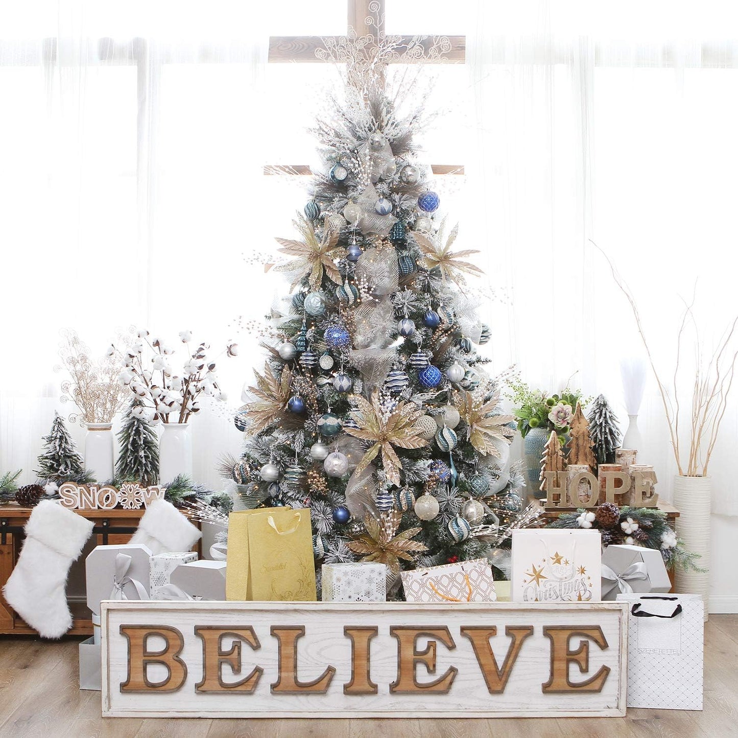 Sea Team 60mm/2.36" Set of Colorful Painted Sparkling Ornaments and Hanging Balls for Christmas Tree - 30pcs