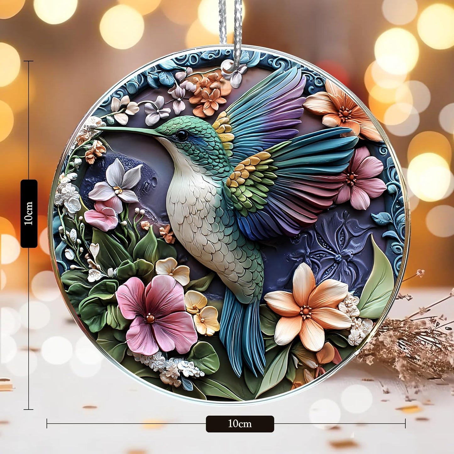 Jabihome Christmas Ornaments 2025, Exchange for Women, Men, Collectible Dated Year Ornaments for Tree, Unique Acrylic Suncatcher, Printed Stained Glass Effect Decor (Hummingbird)