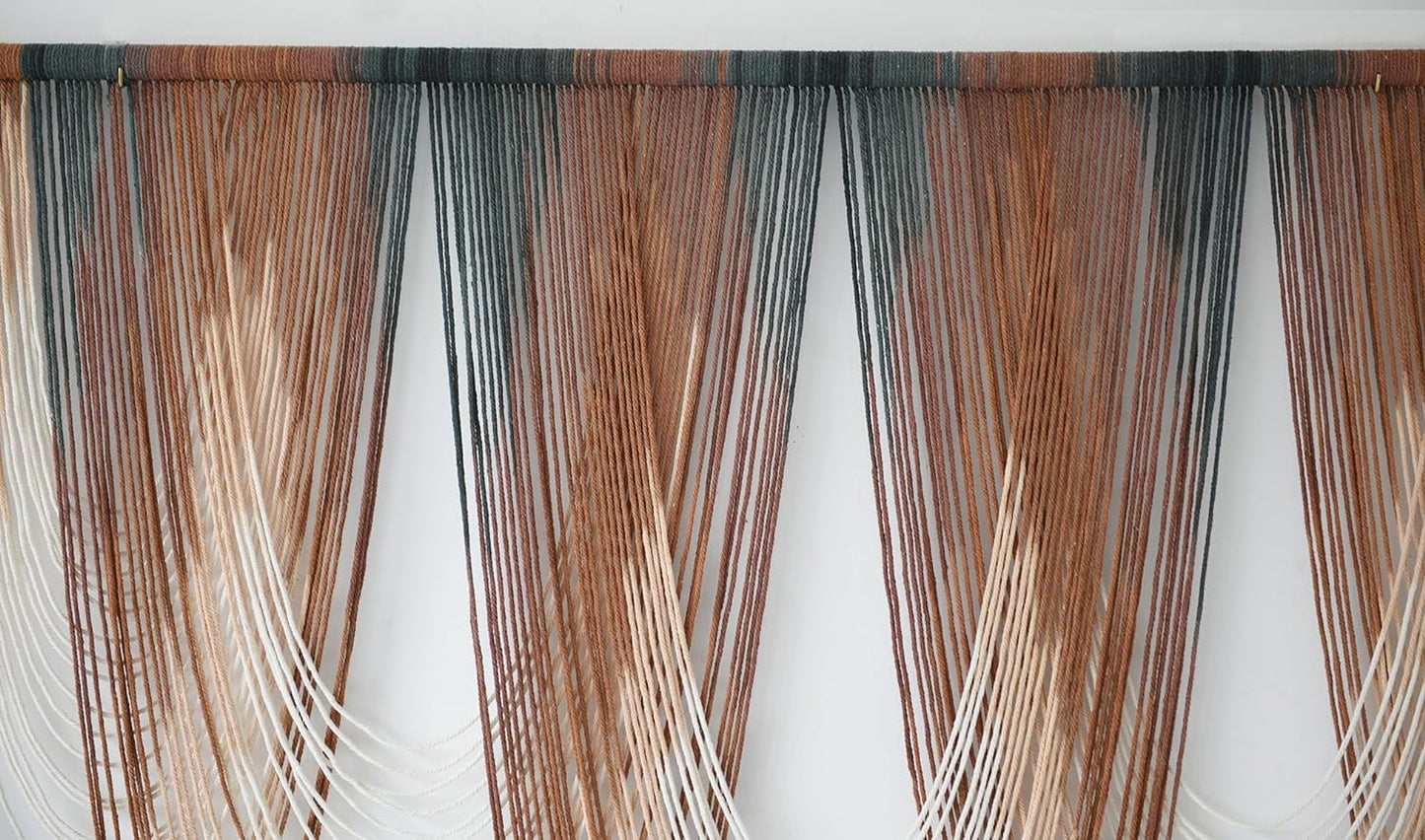 IOWER Macrame Wall Hanging Brown Dip-Dyed Large Macrame Wall Decor For Living Room Boho Fiber Art for Office Decoration 57" W x 41" L