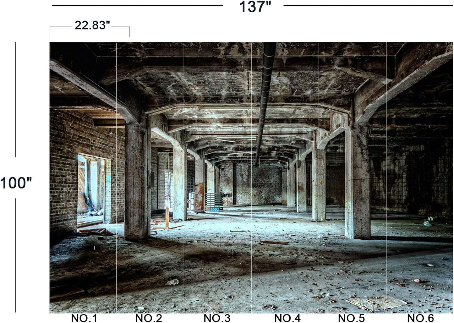 Abandoned Old Factory Buildings Wall Mural Wallpaper 137" x 100"