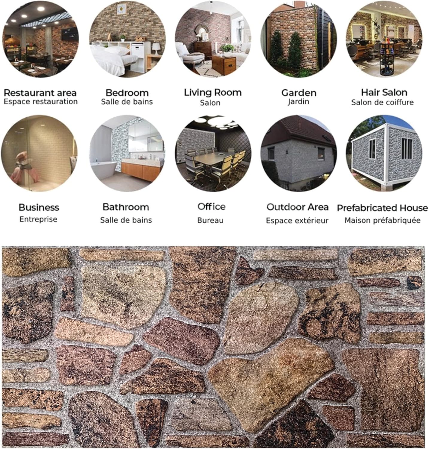 Dundee Deco 3D Wall Panels - Cladding, Shades of Brown Grey Stone Look Wall Paneling, Styrofoam Facing for Interior and Exterior Applications, DIY, Set of 10, Covers 54 sq ft