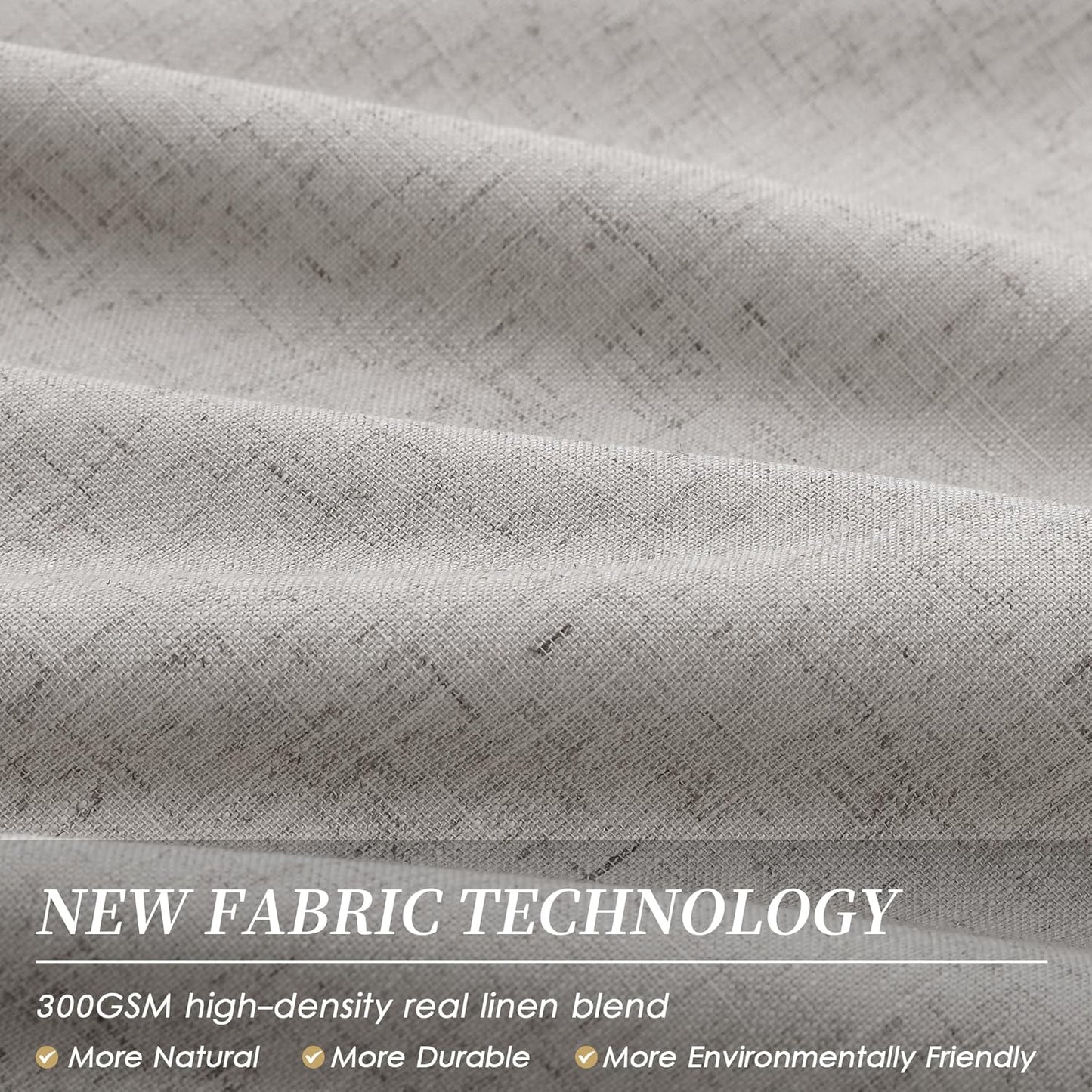 BOODII Room Darkening Curtains Silver Gray Black Out Curtains 96 Inches Long 2 Panel Set Back Tab Neutral Linen Curtain for Sliding Door Modern Farmhouse Living Room Blackout Drapes Soundproof 52x96