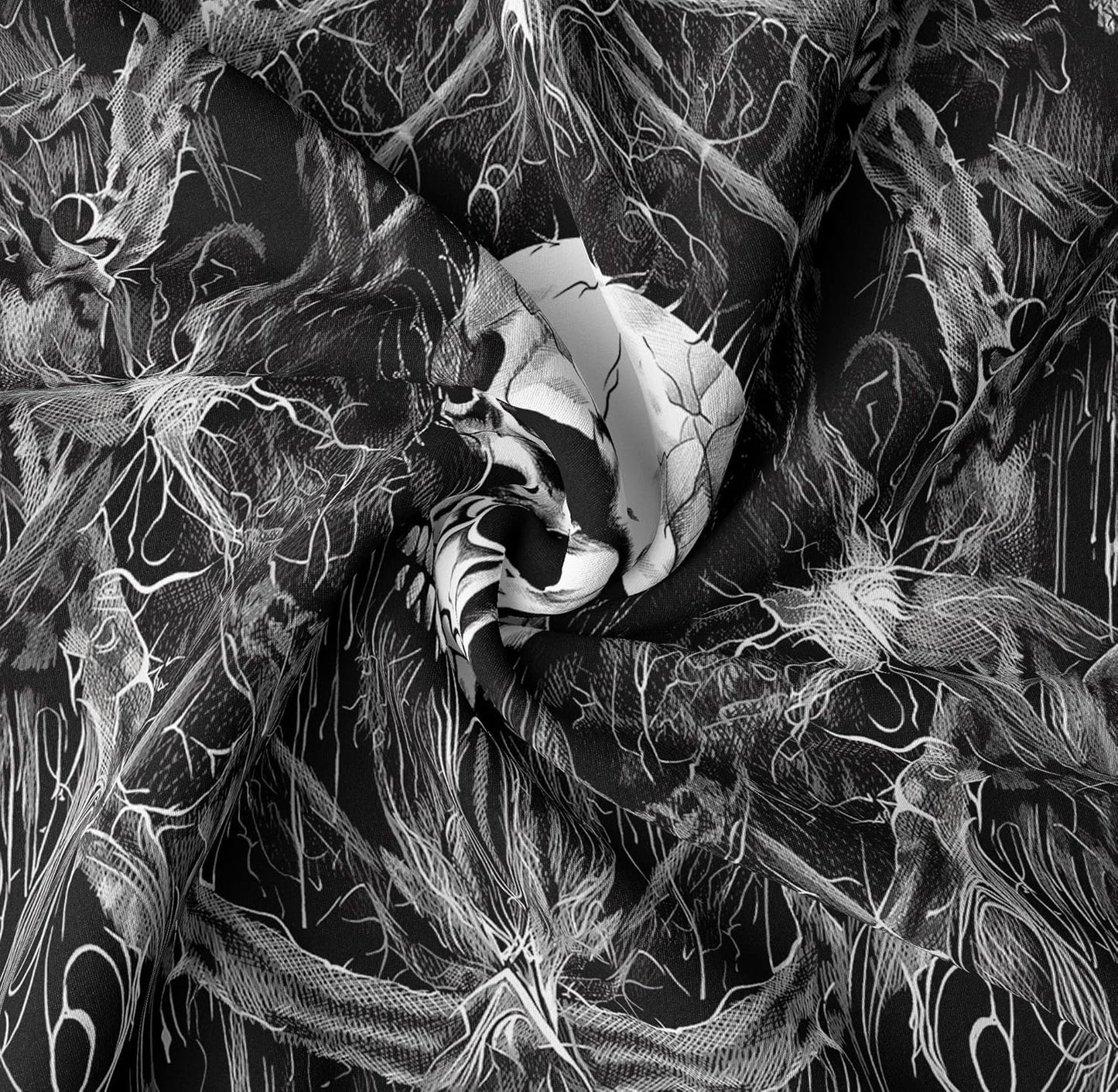 Tapzen Gothic Black and White Tapestry Wall Hanging - Dark Skeleton Horror Aesthetic for Bedroom, Living Room or Dorm (40 x 30 inches)