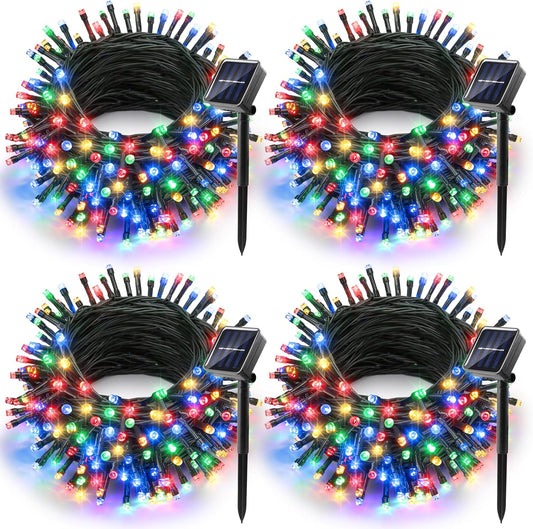 Joomer Solar Christmas Lights Outdoor, 4 Pack Total 156FT 400LED 8 Lighting Modes Solar String Light Waterproof Fairy Tree Lighted for Garden Yard Patio Christmas Decoration (Multicolor)