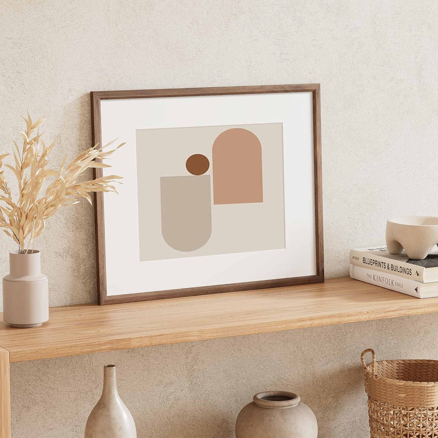 16x20 Picture Frame Set of 4 Natural Solid Walnut Photo Frames with 11x14 Removable Mat Wall Hanging Large Handcrafted Frame with HD Plexiglass Wall and Tabletop Display Large Poster Frame