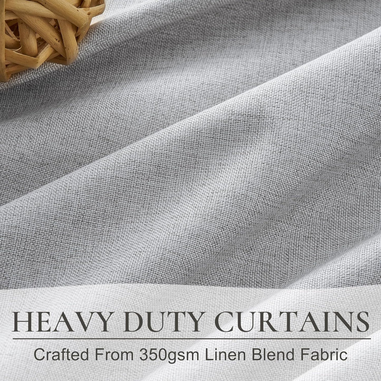 Light Grey Blackout Curtains 108 Inch Long for Living Room, Pinch Pleated Flax Linen Modern Insulated Extra Long Windows Drapes Bedroom Ceiling to Floor Curtain 2 Panels Set (40"Wx108"Lx2 Light Gray)