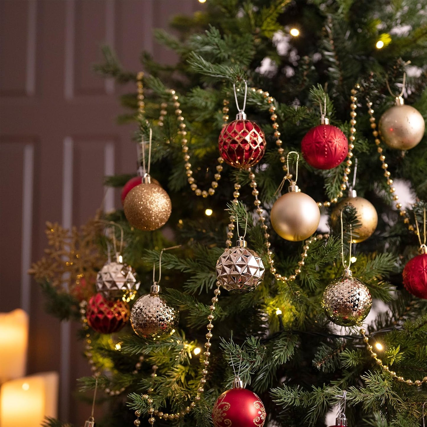 Valery Madelyn Christmas Tree Decorations Ornament Set for Fall Halloween, 50ct 2.36 Inches Light Gold Shatterproof Christmas Ball Ornaments Hanging Xmas Holiday Party Decor