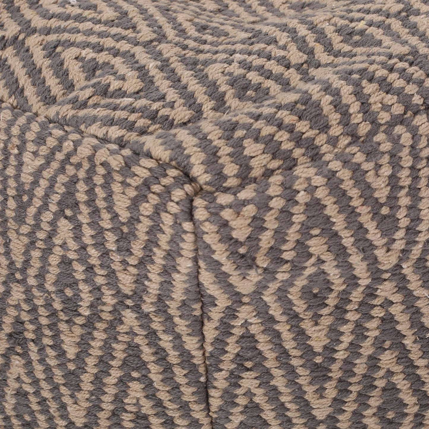 GDFStudio Boho Handmade Fabric Cube Pouf Ottoman Foot Stool - Bean Bag Floor Chair - Foot Rest Couch for Living Room Bedroom,Dark Gray and Brown,15"" x 15"" x 15"", Sovereig,brown Beige Yellow