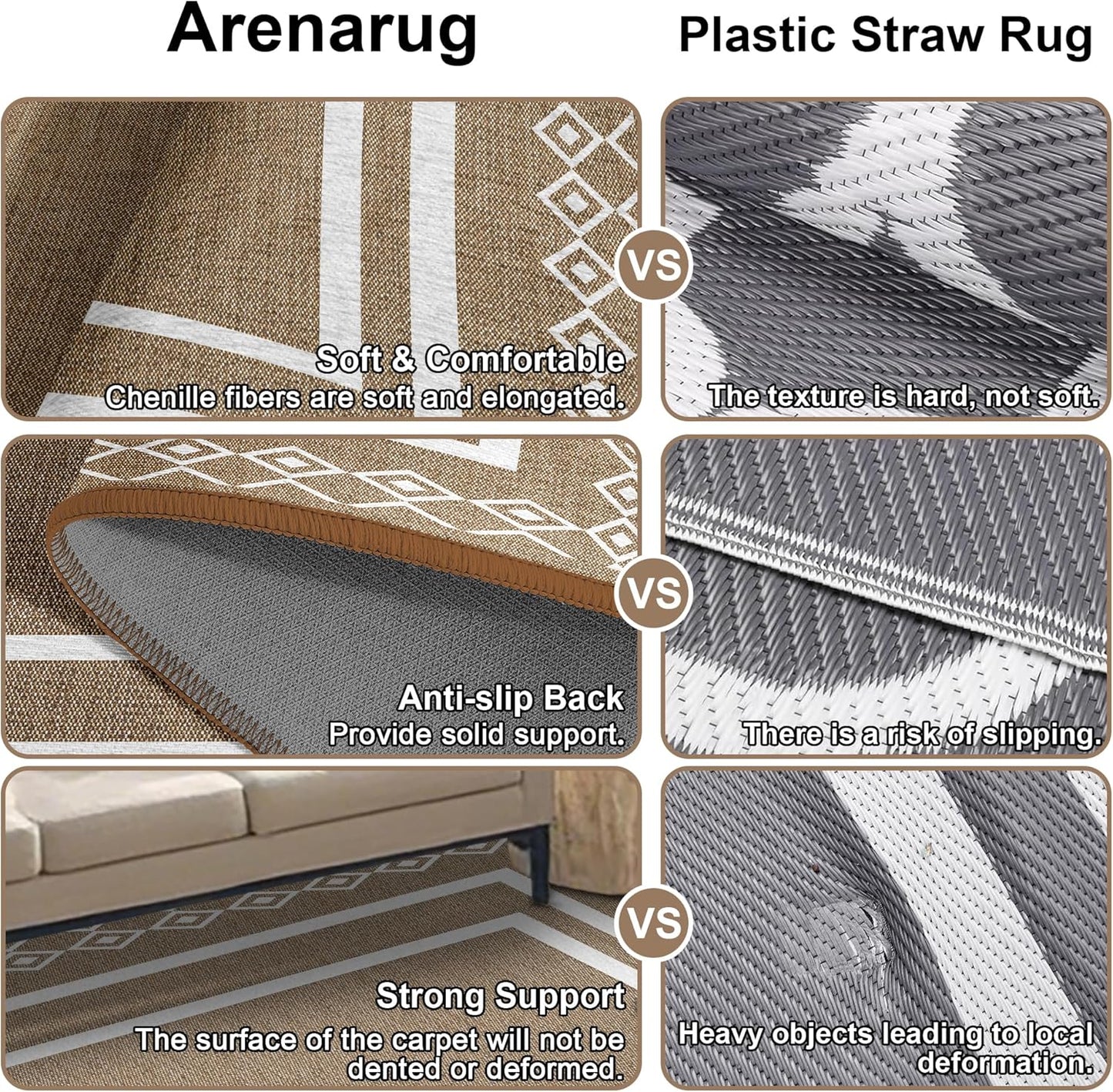 Outdoor Patio Rug, Outside Rectangular Carpet, Moroccan Geometric Rugs, Washable Large Indoor Outdoor Rug 6x9 Mats for RV, Picnic, Backyard, Deck, Balcony, Porch, Beach