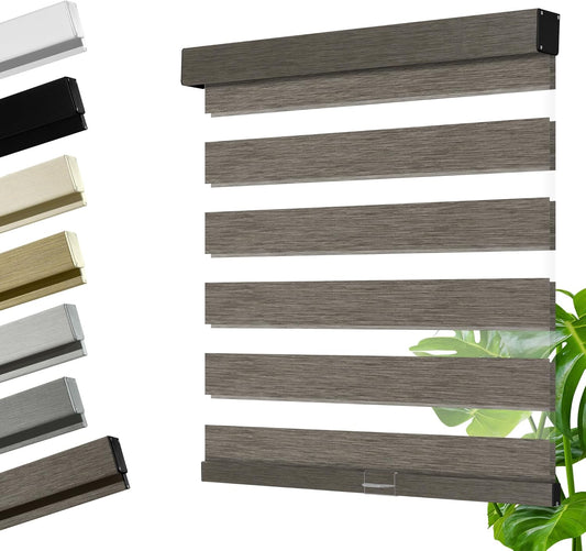 Cordless Zebra Blinds for Windows, Blackout Interior Blinds,Easy to Install,UV Protection,for Offices and Home,Custom Roller Shades, Mousse Dark Bown,80" W x 36" H