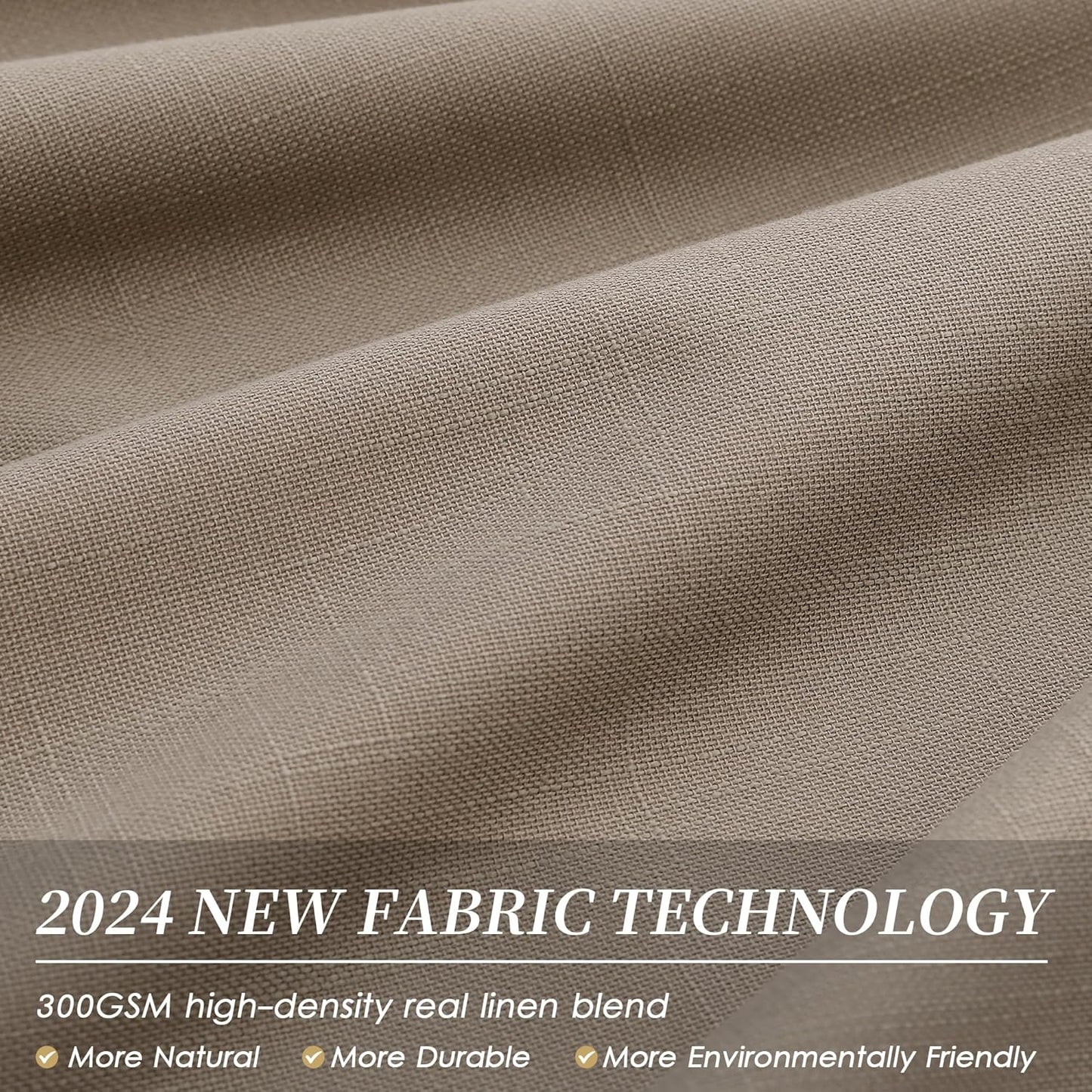 BOODII 100 Inch Blackout Curtains 2 Panels Set Back Tab Thermal Insulated Light Brown Linen Textured Black Out Curtains Noise Reducing Neutral Living Room Darkening Window Drapes Pleated Look 52x100