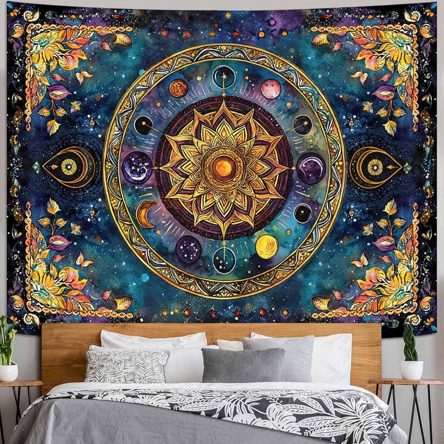Lunerfex Mandala Solar System Tapestry Boho Tapestry for Bedroom Galaxy Tapestries Wall Hanging Living Room Wall Art and Home Decor 44x60