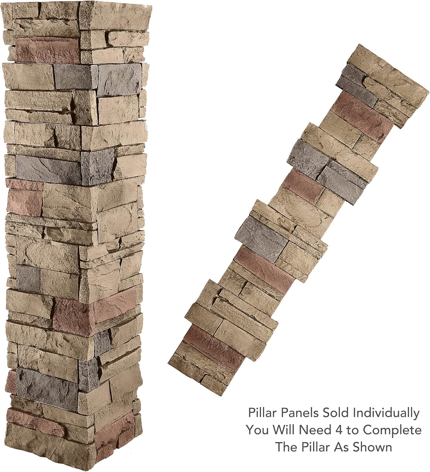 GenStone Faux Stacked Stone Flat Pillar Cap 13.5" x 13.5" x 1.75" in Desert Sunrise Color for Do It Yourself Friendly Home Improvement Projects