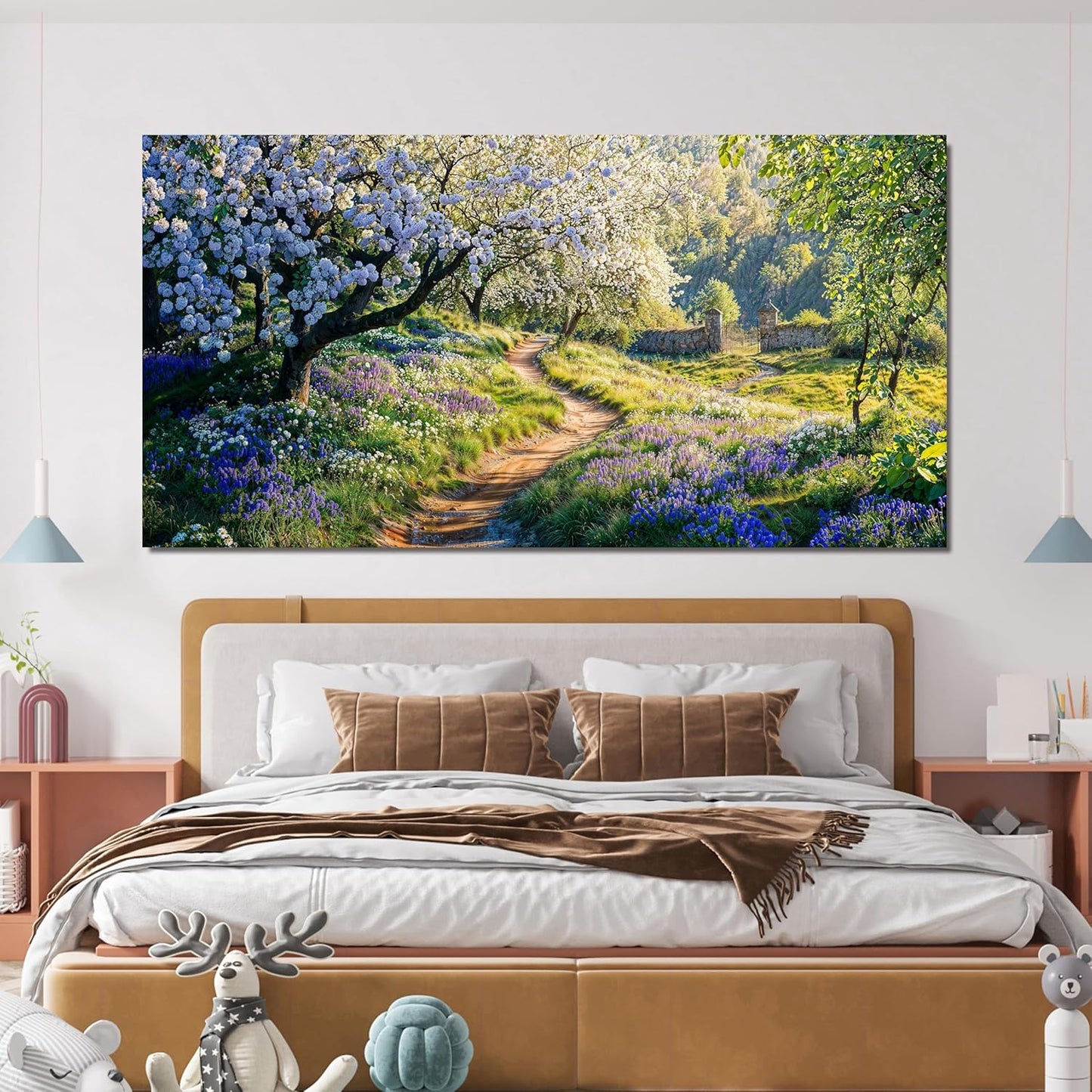 Canvas Wall Art Decor Modern Green Wall Art for Living Room Flower Tree Landscape Wall Art Prints Nature Trail Art Work for Wall Decor Artwork for Walls Kitchen Bedroom Office Decor 20" X 40"