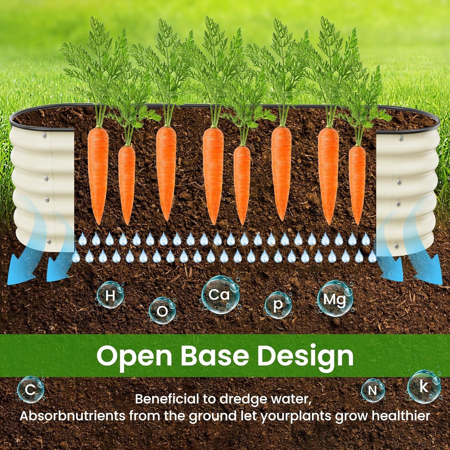 Raised Garden Beds 8 X 2 X 1.4Ft, Galvanized Raised Garden Beds Outdoor Planter Box for Vegetables, Gardening, Flowers, Fruits etc (Ivory)