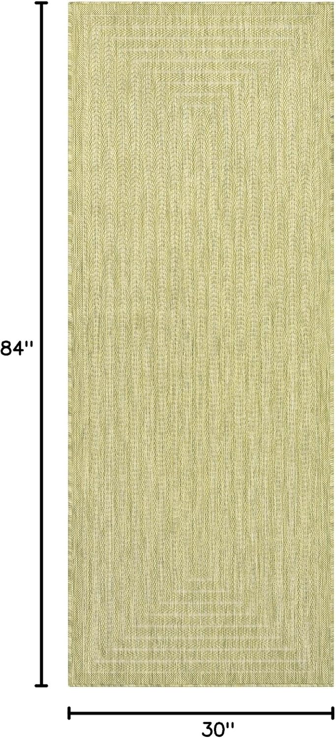 Adiva Rugs Outdoor Indoor Area Rug, Weather Resistant, Easy to Clean, Stain Resistant Floor Mat for Dining Room, Backyard, Deck, Patio (Olive Weiss, 2'6" x 7')