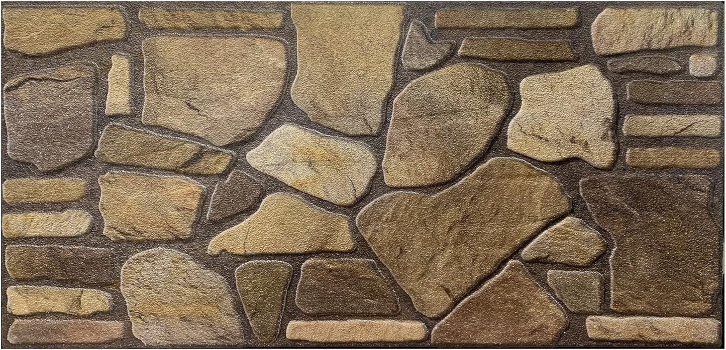Dundee Deco 3D Wall Panels - Cladding Brown Hazel Gold Stone Look Wall Paneling, Styrofoam Facing for Interior and Exterior Applications, DIY, Sample, Size 10 x 10 in.