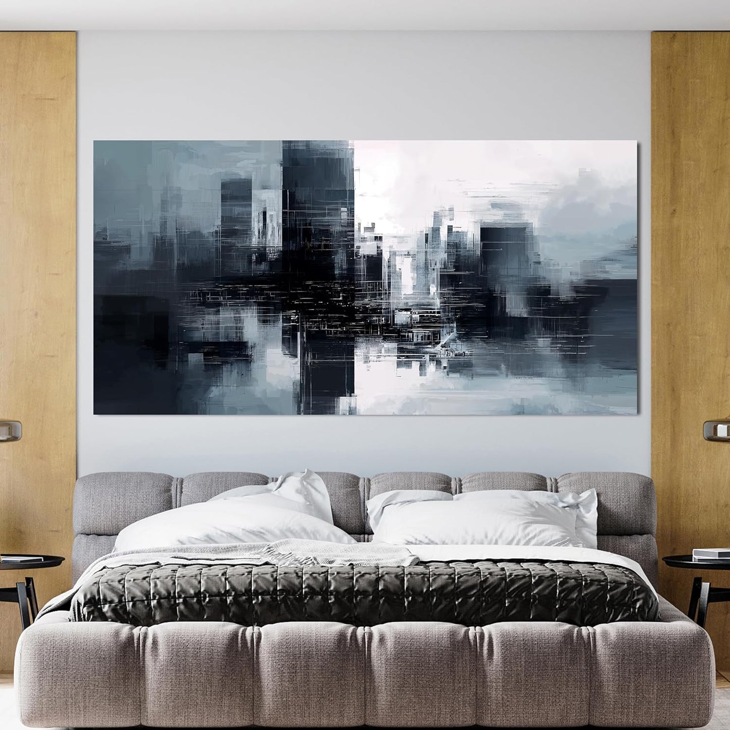 Abstract Canvas Wall Art Decorations Black and White Oversized Wall Art Canvas Modern Abstract Wall Art Prints Decor Pictures For Bedroom wall pictures For Living Room Office Wall Decor 29" X 58"
