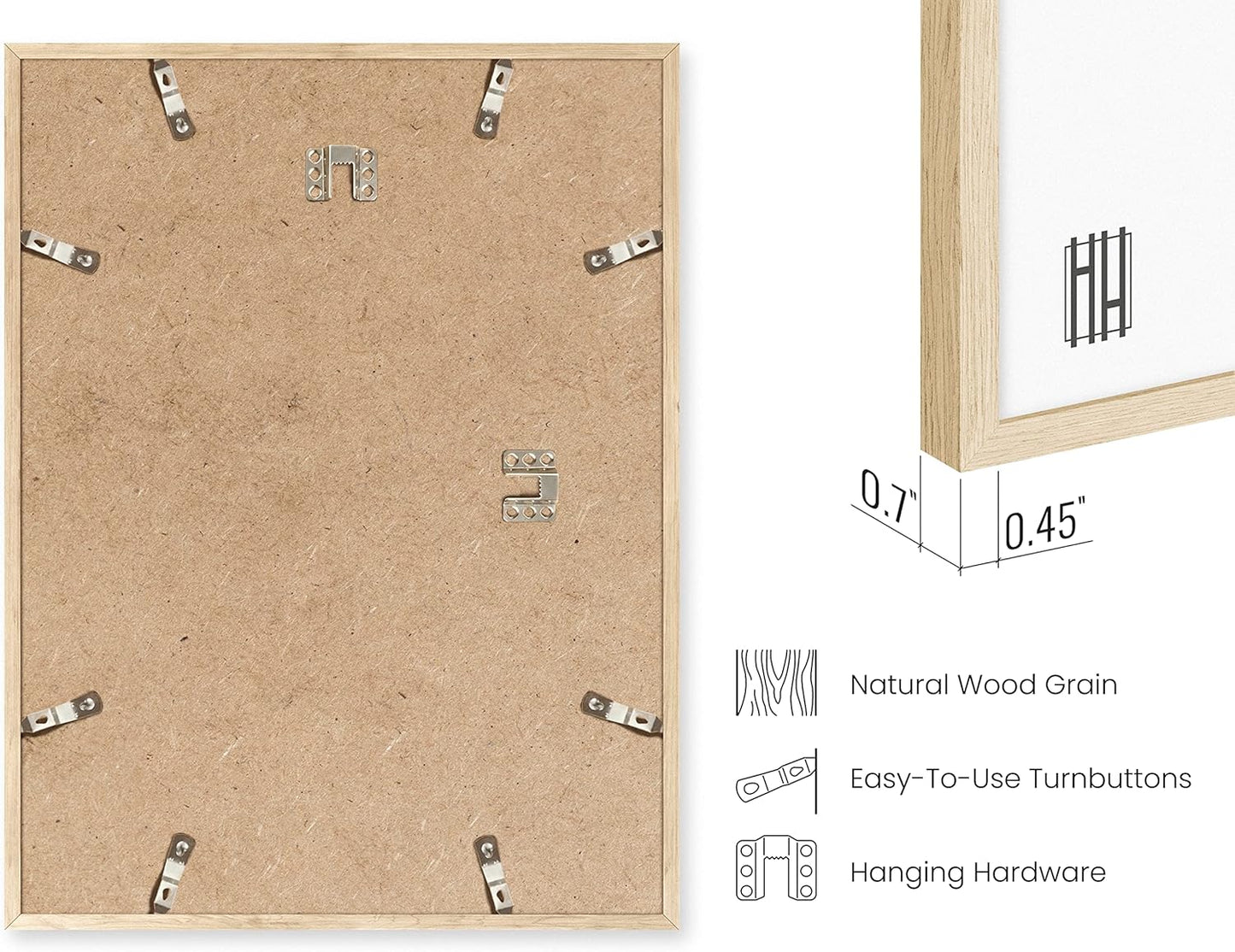 HAUS AND HUES Set of 4 Certificate Frames 8.5 X 11 - Picture Frames 8.5 X 11 Document Frames 8.5x11, Certificate Frames Multi Pack Wooden Picture Frames 8.5x11 Picture Frame (Beige Oak Frame)