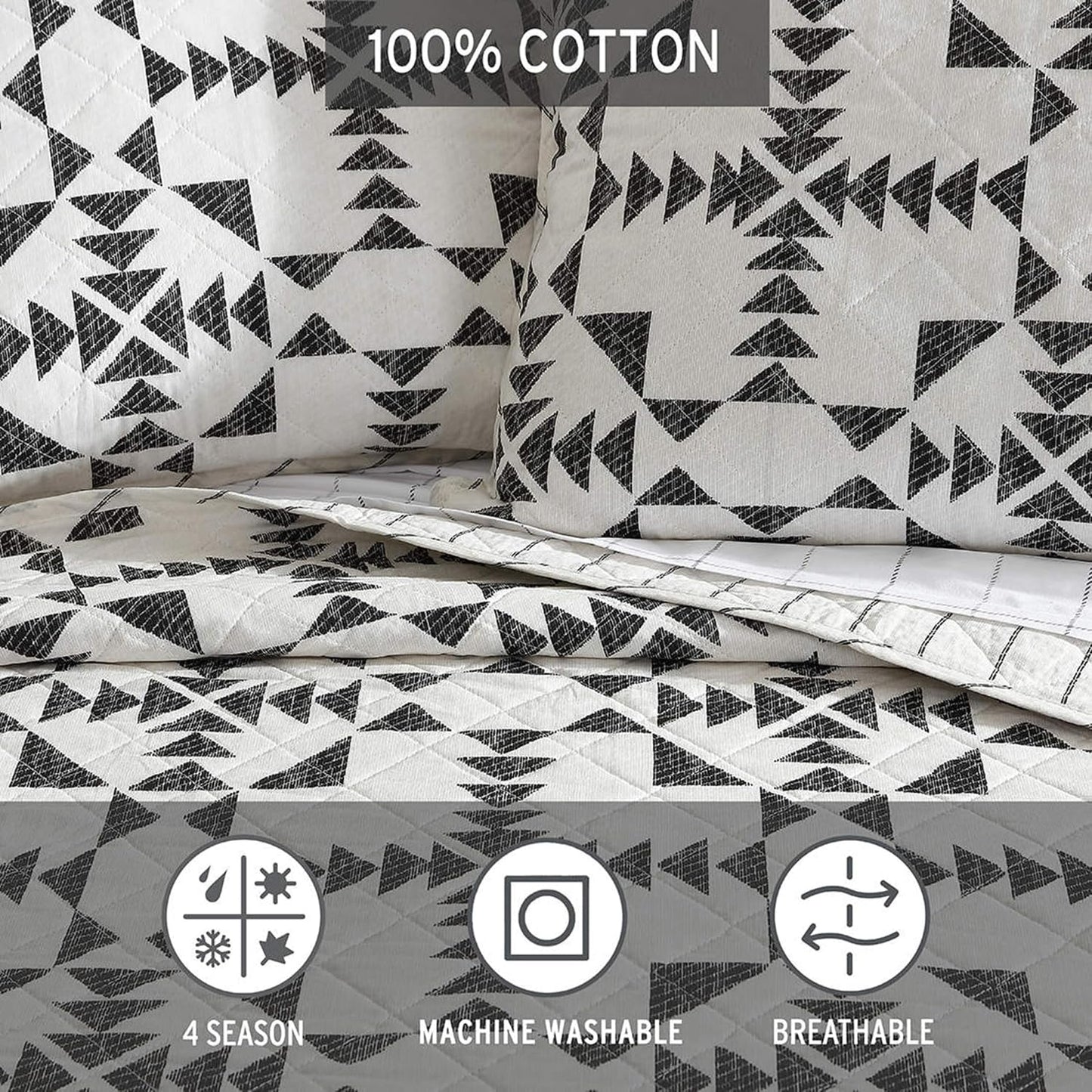 Eddie Bauer - King Quilt Set, Reversible Cotton Bedding with Matching Shams, Luxurious Bedding Set (Arrowhead Charcoal, King)