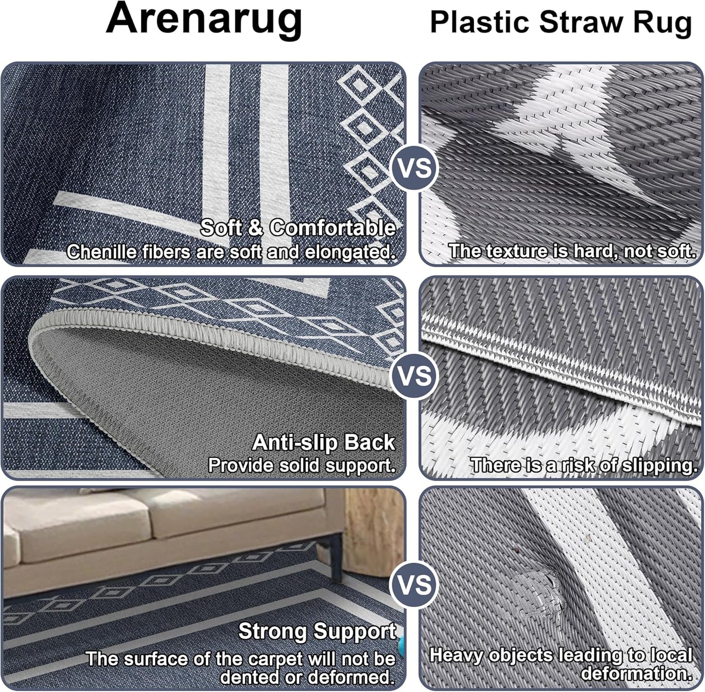 Outdoor Patio Rug, Outside Rectangular Carpet, Moroccan Geometric Rugs, Washable Large Indoor Outdoor Rug Mats for RV, Picnic, Backyard, Deck, Balcony, Porch, Beach 5'x8'