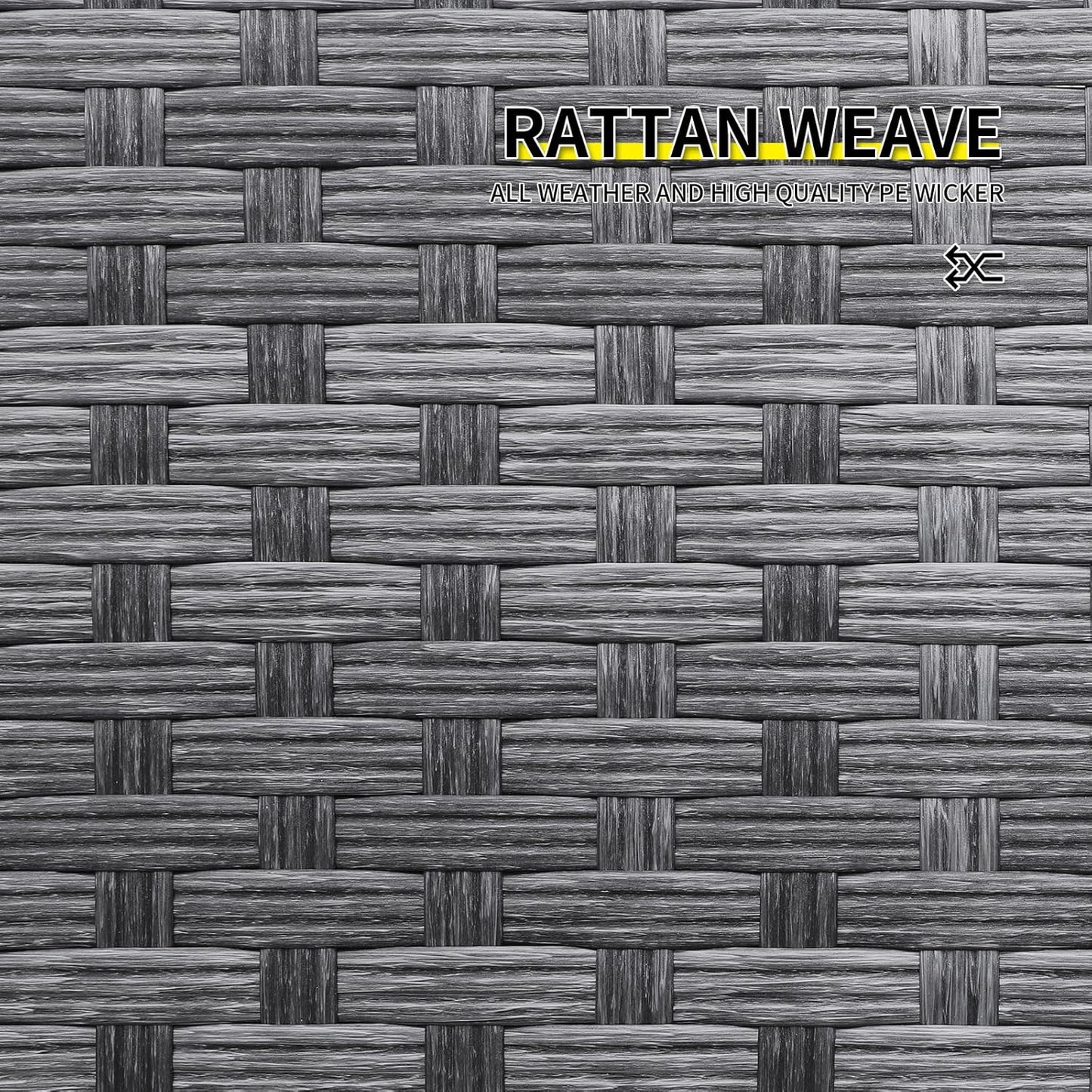 Outdoor Wicker Storage Side Table, Patio Grey PE Rattan End Table with Storage, Square Container for Furniture Covers, Toys, and Gardening Tools