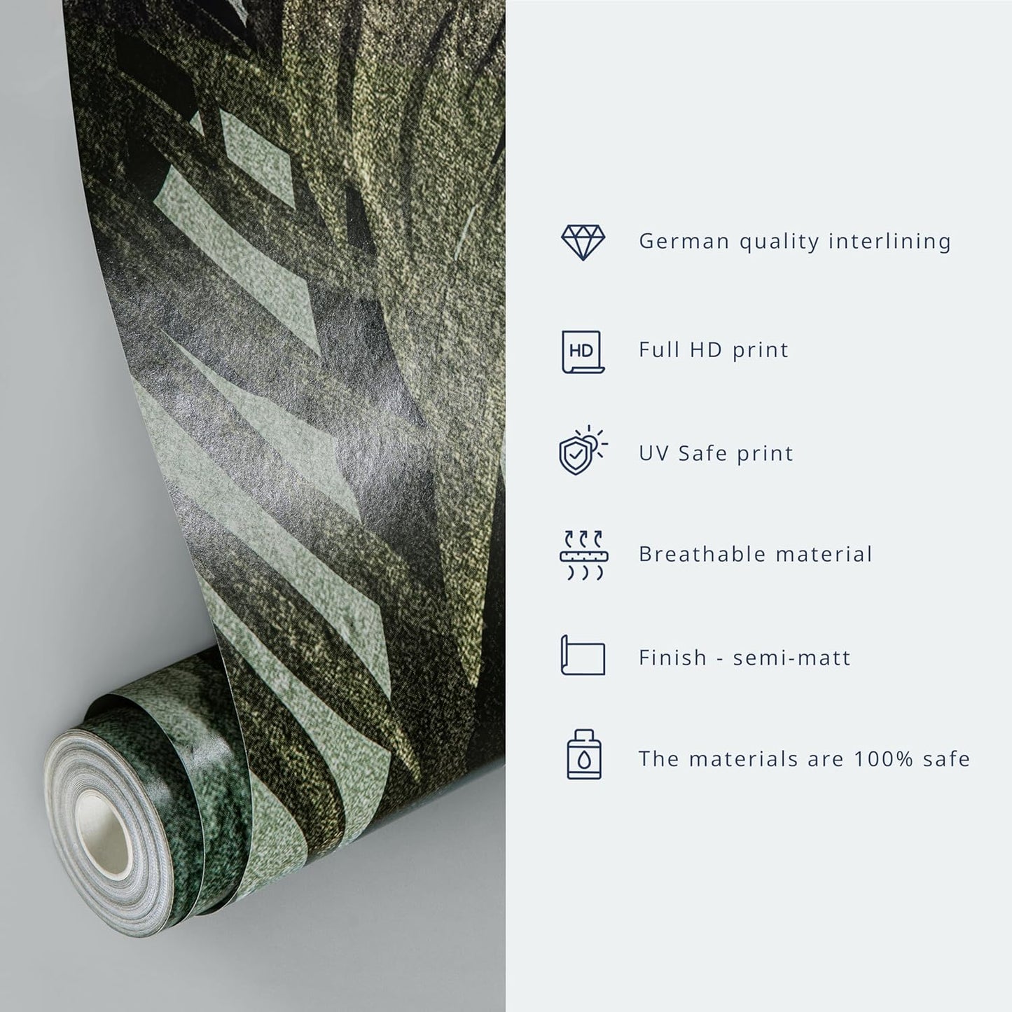 artgeist Wall Mural Hanging Leaves 138x101 in - Non-Woven Wallpaper Fleece Wall Decor Photo Print Picture Image Design Nature Botanical Concrete Green Like Painted b-C-10146-a-a