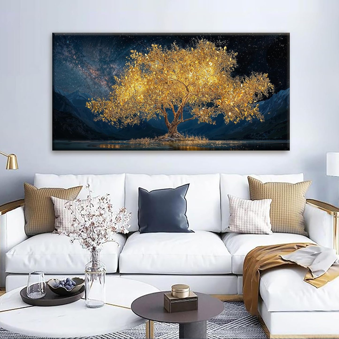 Tsomzxng Canvas Wall Art Decor Modern Large Wall Art For Living Room 29 X 58 Inches Gold Tree Of Life Abstract Wall Decor Paintings Picture For Bedroom Dining Room Home Office Artwork