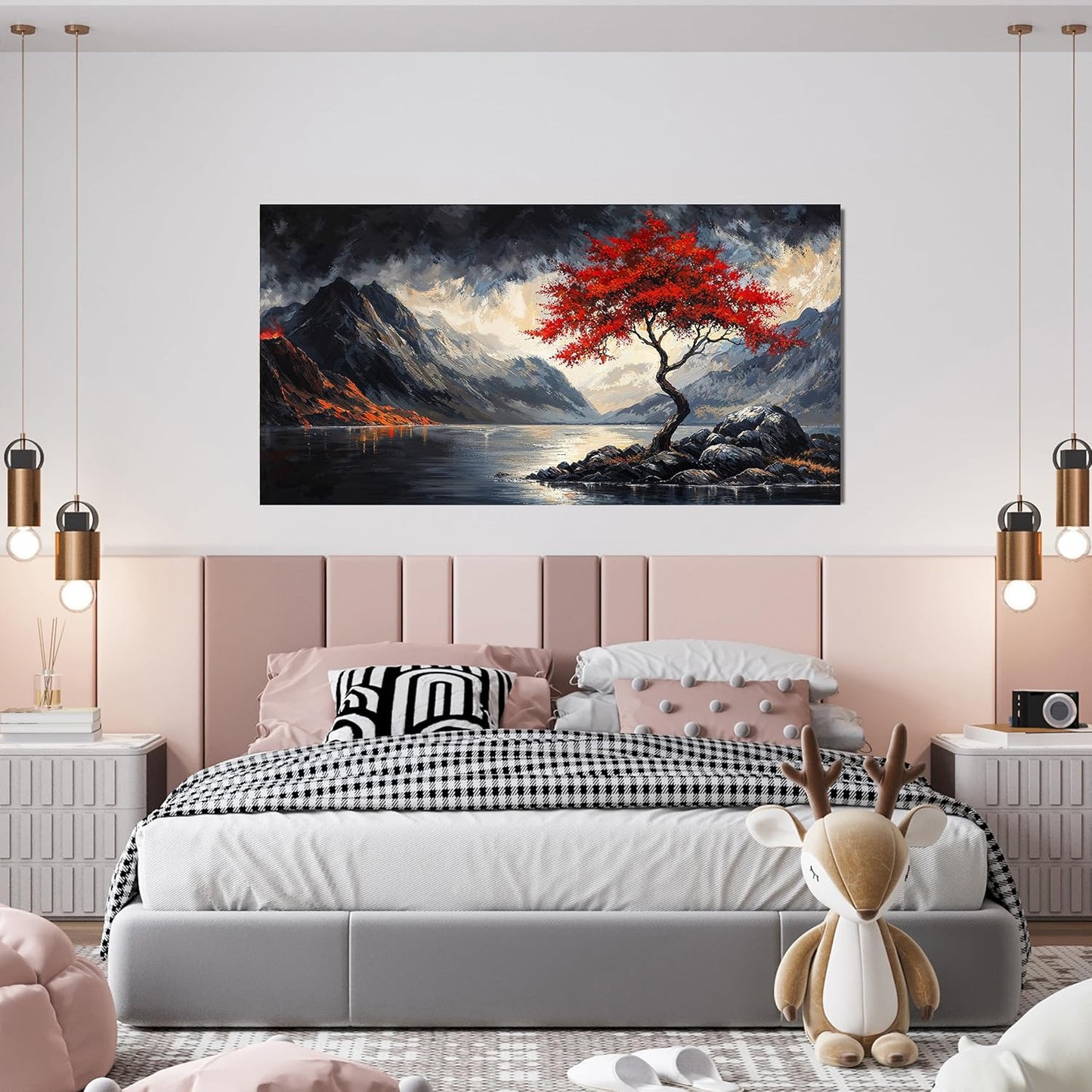 Canvas Wall Art Decor Wall Art Decorations for Living Room Black and White Vintage Wall Art Nature Landscape Wall Art Prints Art Work for Wall Decor Red Artwork for Walls Home Office Decor 20" X 40"