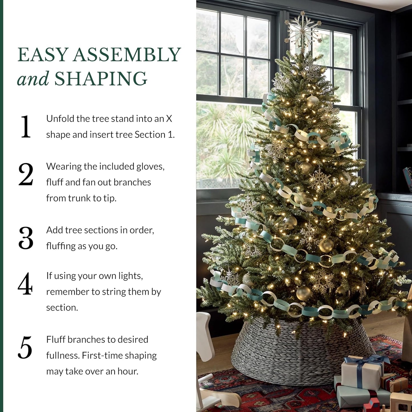 Balsam Hill 7.5 ft Unlit Classic Blue Spruce - Artificial Christmas Tree with 2,960+ Tips, Premium Stand, Storage Bag & Easy Assembly for Indoor Holiday Decorating