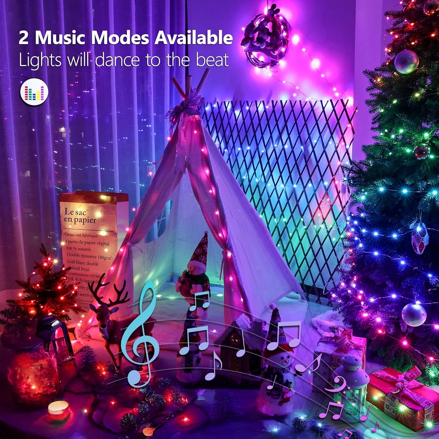 BrizLabs Color Changing Fairy Lights, 66ft 200 LED Rainbow Christmas Fairy Lights with Remote, RGB Xmas Tree Light with Timer, Dimmable Twinkle Light Music Sync for Indoor Xmas Halloween Easter Party