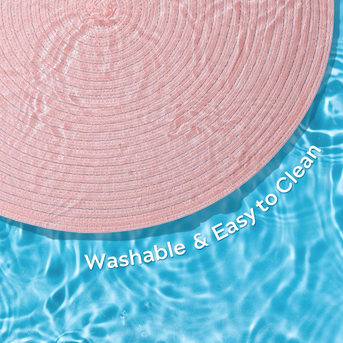 Leetaltree Round Placemats Heat and Slip Resistant Cotton Table Mats, Washable Bohemian Placemats for Dining Tables (Pink, Set of 12)