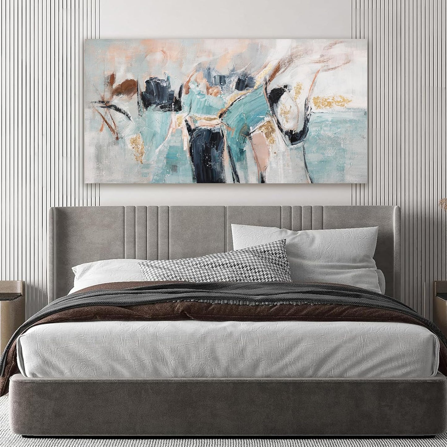 Canvas Wall Art Decor Canvas Abstract Aesthetic Blue And Gold Abstract Modern Oversized Wall Art Decor Paintings Artwork For Living Room Wall Art canvas prints For Bedroom Office Wall Decor 29" X 58"
