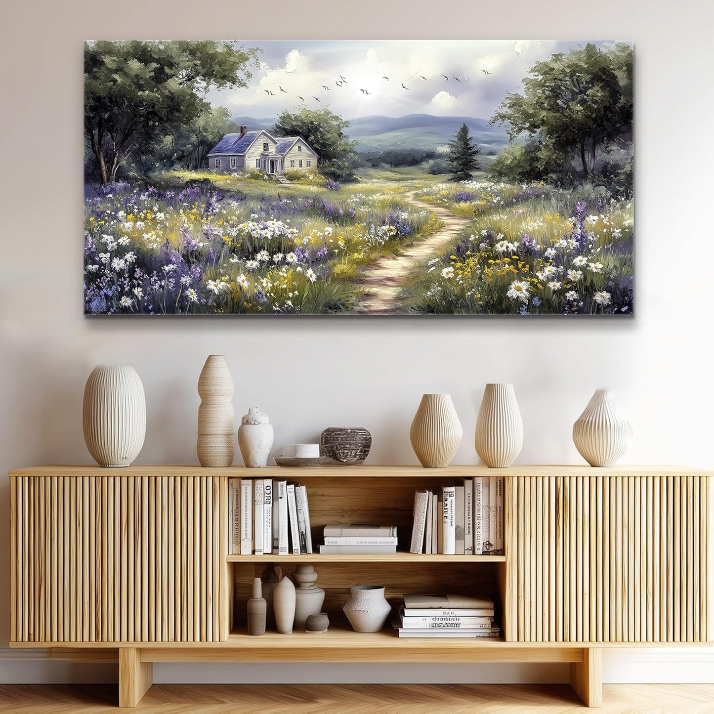 Large Wall Decor for Living Room Canvas Wall Art for Office Wall Decorations for Bedroom Garden Painting Artwork Room Home Decor 24x48 in