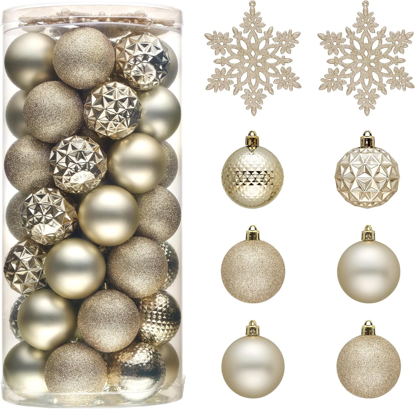 Valery Madelyn Christmas Tree Decorations Ornament Set for Fall Halloween, 50ct 2 Inches Champagne Shatterproof Christmas Ball Ornaments Hanging Xmas Holiday Party Decor