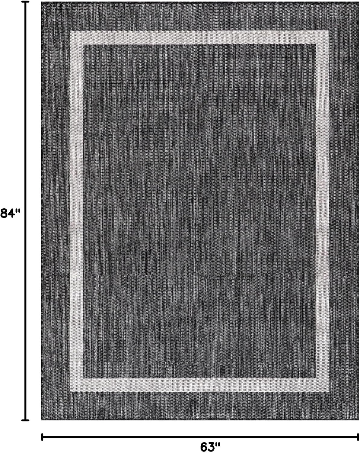 Bordered Outdoor Rug 5x7 Washable Outside Carpet for Indoor Patio Porch Waterproof Easy Cleaning Non Shedding Area Rugs Gray 5 x 7