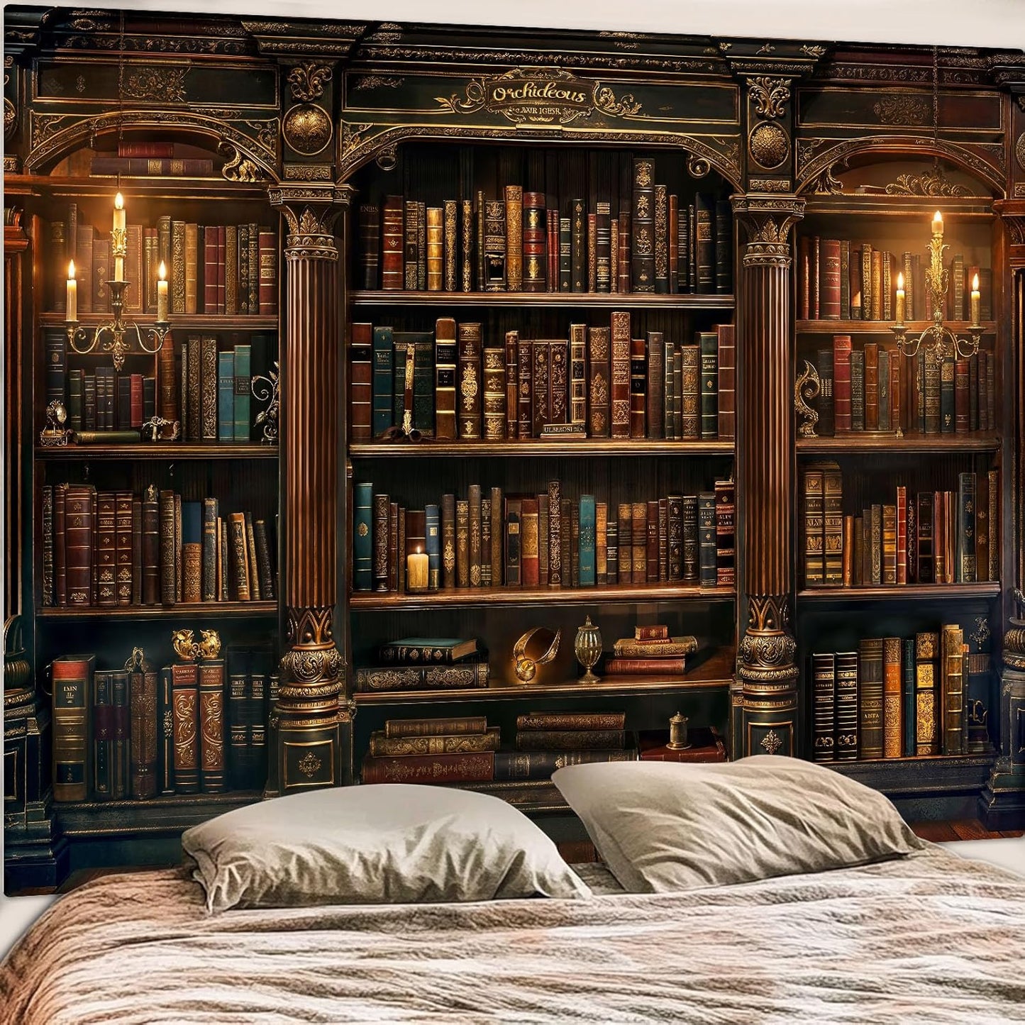 Accnicc Vintage Bookshelf Tapestry Medieval Art Book Tapestries Wall Hanging Gothic Dark Academia Retro Library Backdrop Tapestry for Bedroom Living Room Dorm Study Classroom 80× 60 inch