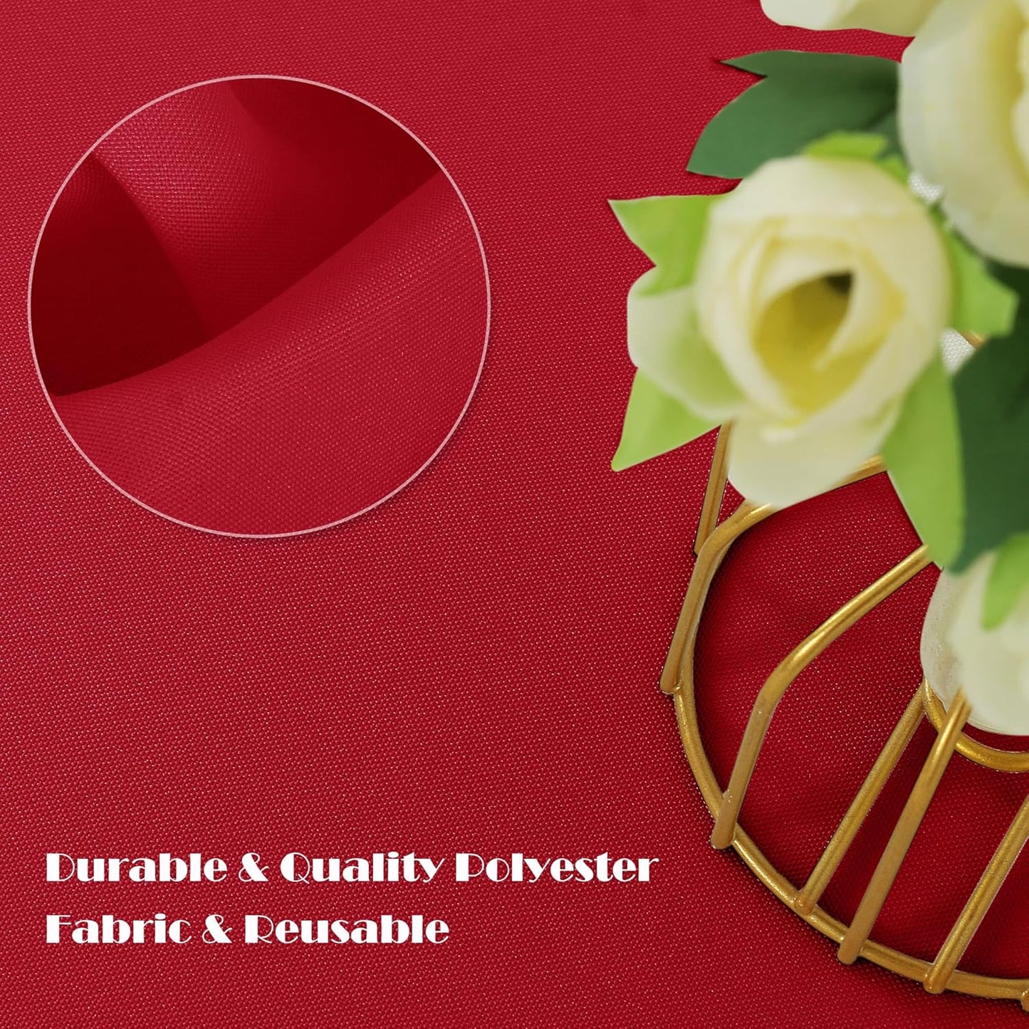 sancua Rectangle Tablecloth - 54 x 108 Inch - Stain and Wrinkle Resistant Washable Polyester Table Cloth, Decorative Fabric Table Cover for Dining Tables, Buffet Parties, Christmas Red